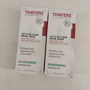 x2 Thayer's Let's Be Clear Water Cream 2.5 Fl Oz For Combo To Oily Skin